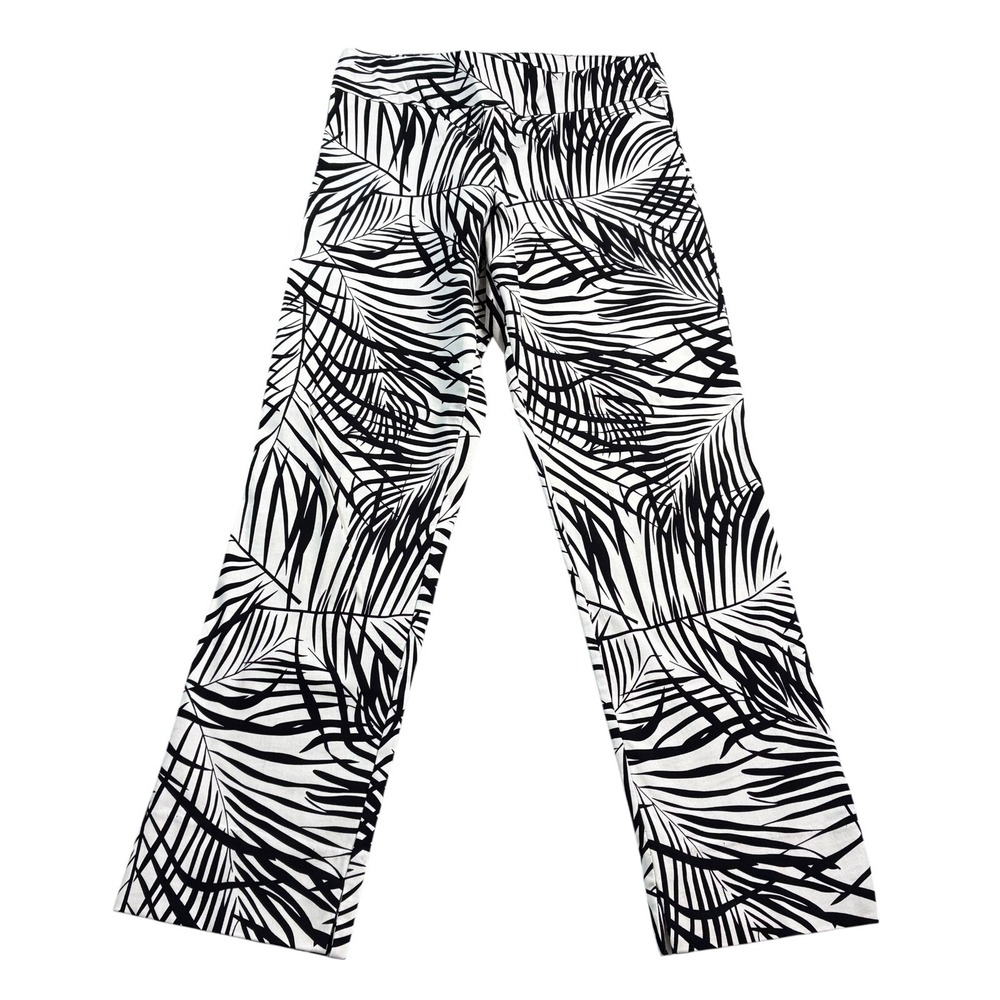 Estelle and Finn Black White Ankle Trousers Women's Size 6 Palm Print Made in NY - Picture 6 of 16